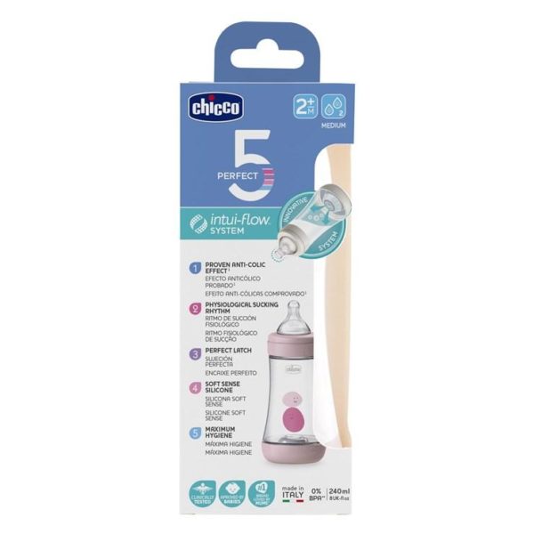 CHICCO Fľaša dojčenská Perfect 5 silikón 240 ml dievča - Image 5